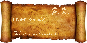 Pfaff Kornél névjegykártya